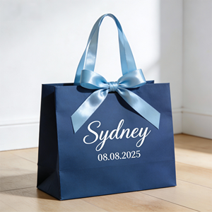 Sacchetti Regalo di Lusso Personalizzati FB22 <span class=keywords><strong>con</strong></span> Manici a Nastro per Matrimoni, Addii al Nubilato, Feste, Omaggi <span class=keywords><strong>con</strong></span> <span class=keywords><strong>Nome</strong></span> e Data Personalizzati - Product Image 5