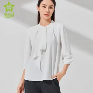 Blusas Blouses Wholesale Fashion Female Polyester Blusas Elegantes Para Mujer Chiffon Loose Long Sleeve Ladies' Office Blouses Women's Blouses