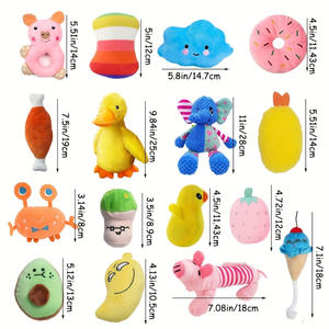 Lot de 15 jouets couineurs pour chiens – Ensemble économique de jouets à mâcher en peluche douce pour chiots, formes variées de fruits et d'animaux pour chiens de petite et moyenne taille - Product Image 4