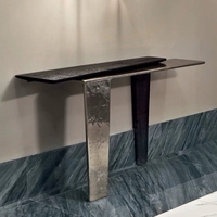 Italie table console moderne martelée de luxe en acier inoxydable avec porche en bois ensemble de meubles de salon décoration entrée de la maison