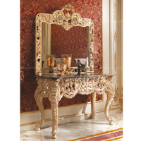 Table console et miroir de luxe en bois sculpté et doré Console en bois pour salon et couloir