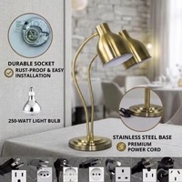 Lampe chauffante électrique dorée sur pied pour buffet, équipement de restauration commerciale