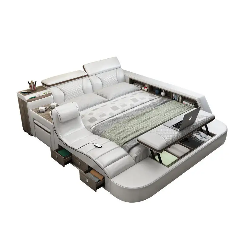Modern design smart bed with dressing table multi functional bed king size bed frame smart bedroom furniture home furniture