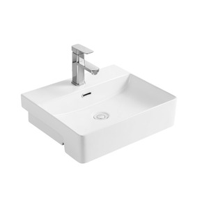 อ่างล้างหน้าทรงสี่เหลี่ยมทำจากเซรามิกของ garrison อ่างล้างหน้าหลุมเดียวกลางแจ้งกึ่งฝังตัวกึ่งซ่อนอยู่ในโรงแรมบ้านระเบียงห้องน้ำ - Product Image 1