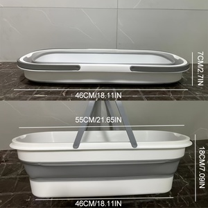 Hình Chữ Nhật Tiện Dụng Giỏ Di Động Gấp Xô Di Động Lớn Gấp Lau Xô Xe Đóng Mở Xô Nhựa Với Bánh Xe - Product Image 5