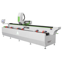 Machine de fabrication de fenêtres et de portes en aluminium, PVC et UPVC entièrement automatique à double tête de 4000 mm, machine de perçage et de fraisage CNC, prix