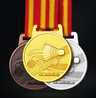Medallas y trofeos de bádminton, medallas deportivas antiguas de metal con logotipo 2D 3D personalizado de fábrica al por mayor