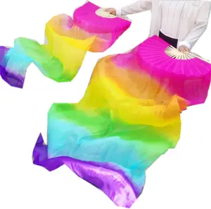 Assorted Color 180cm Silk Veils Hand Prop Women Belly Dance Belly Dancing Stage Performance Competition Worship Flag Hand Paint