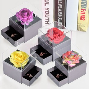 Длинностойкие красные розы ожерелье шкатулка сохраненные вечные шелковые цветы на День Матери Рождественский подарок День святого Валентина - Product Image 1