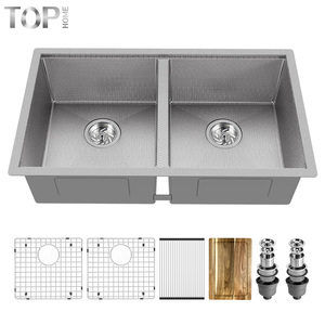 Lavello da <span class=keywords><strong>Cucina</strong></span> Moderno di Lusso a Doppia Vasca Sottopiano in Acciaio Inox 304 Fatto a Mano con Superficie Spazzolata per Uso Domestico e Commerciale - Product Image 1