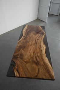 Set Tavolo da Pranzo in Legno Massello con Finitura in Resina Epossidica Trasparente, Disponibile in Diverse Dimensioni, Stile Rustico per <span class=keywords><strong>Arredamento</strong></span> <span class=keywords><strong>Casa</strong></span> - Product Image 6