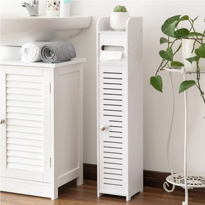 White Toilet Paper Storage Stand <strong>Thin</strong> Toilet Vanity <strong>Cabinet</strong> Small <strong>Bathroom</strong> Storage Corner Floor <strong>Cabinet</strong> - Product Image 2