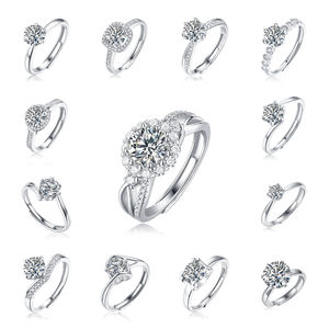 خاتم زفاف فاخر من الفضة مع حجر زركونيا 1 قيراط للنساء، خاتم ألماس موازين ذهبي بجودة VVS للبيع بالجملة - Product Image 4