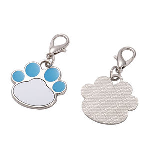 Etiqueta de identificación de mascota en forma de Pata de Gato, de aluminio, impresión personalizada, en blanco, colgante para collar, venta al por mayor - Product Image 2