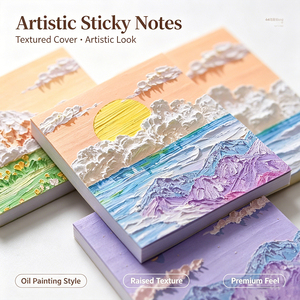 Notas Adhesivas Artísticas SK, Estilo Pintura al Óleo, Paisajes Coloridos, Blocs de Notas Autoadhesivos, 3 Diseños - Product Image 3