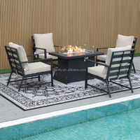 Ensemble de canapés d'hôtel de luxe modernes avec foyer mobilier de patio extérieur pour la plage et la villa canapés de jardin à cadre en aluminium