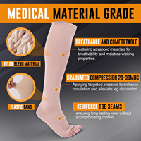 Bas sans orteil à bout ouvert Soutien d'infirmière Circulation Attelles de tibia Récupération Genou Chaussettes de compression de qualité médicale personnalisées