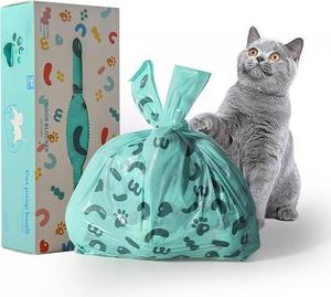Cornstarch-Based Cat Litter & Dog Poop Bags with Handle, Extra Thick Leak-Proof Waste Bags for Cats and Dogs, Lavender Scent - Product Image 1
