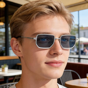 Lunettes de soleil carrées KSL-98289 pour hommes, monture en métal avec branches à ressort, protection UV400, verres et monture en PC - Product Image 5