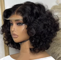 Perruque Bob en dentelle transparente sans colle, châtain clair avec mèches, cheveux humains Remy ondulés, respirante pour femmes