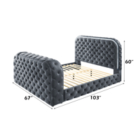 Graues Modernes Kunstleder-Doppelbett mit LED-Kamin TV-Ständer & Stauraum Umweltfreundlich
