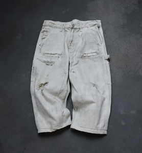 Pantalones Cortos de Mezclilla Vintage para Hombre, Estilo Jorts, con Lavado Ácido, Doble Rodilla, Rotos, Desgastados, para Skate - Product Image 1