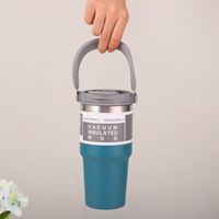 Gobelet isotherme à double paroi avec logo personnalisé, 30 oz, en acier inoxydable, avec couvercle à clapet et paille, pour l'extérieur