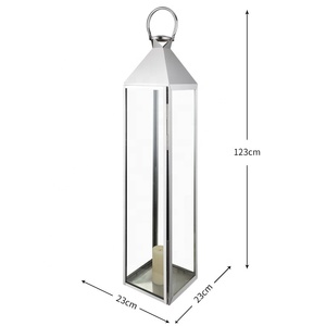 Grande lanterne décorative de jardin en acier inoxydable antirouille, porte-bougie, lanterne en verre dorée pour mariage, extérieur, debout, maison - Product Image 3