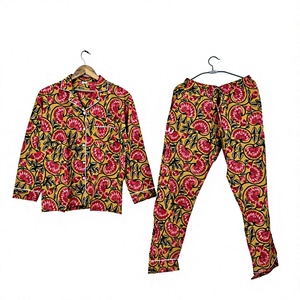 Ensemble de pyjama pour homme à manches longues à imprimé floral, tissu en satin 100% coton, vêtements de nuit décontractés, motif tissé, saison printemps, cadeau pour elle - Product Image 1