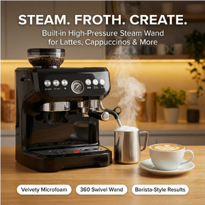 Machine à expresso commerciale avec moulin intégré, machine à café semi-automatique 16-20 bars, style italien, pour la maison, l'hôtel, le bureau, le café - Product Image 3