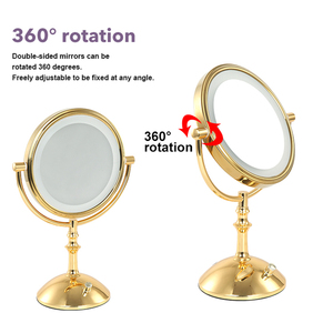 On/OFF cảm ứng phản ứng double sided 8inch Vàng trang điểm đứng thắp sáng gương với LED ánh sáng - Product Image 3