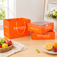 Boîte d'emballage pour fruits personnalisée, couvercle transparent, avec ruban et sac en papier, impression couleur sur carton ondulé