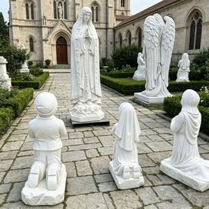 Statue de Notre-Dame de Fatima en marbre sculptée à la main, design européen, pour décoration de jardin extérieur, église, catholique, sacrée. - Product Image 6
