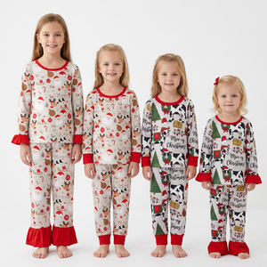 Nouvelle conception, ensemble pyjama pour bébé fille, imprimé floral lapin de Pâques, manches courtes, pantalon long - Product Image 4