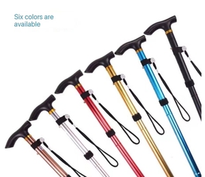 Bastón ajustable en altura de aluminio con mango en T de plástico bastón para personas mayores - Product Image 1