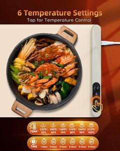 Tapis chauffant alimentaire pliable et portable réglable, en silicone, pour réchauffer les aliments, plateau chauffant électrique enroulable pour aliments - Product Image 4