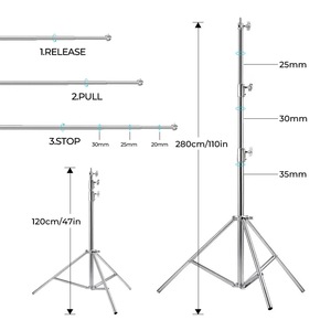 <span class=keywords><strong>E</strong></span>-reise 2.8m * 3m support de toile de fond en acier inoxydable robuste, support de fond réglable Kit de système de support de toile de fond photographie - Product Image 3