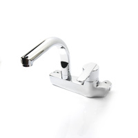 Robinet de cuisine moderne en alliage de zinc, mitigeur monocommande eau chaude et froide avec cartouche céramique, 2 trous, finition chromée