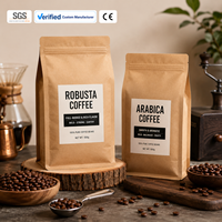 Sacs d'emballage pour café personnalisés en direct d'usine avec logo, sacs en plastique de qualité alimentaire, emballage en plastique résistant à l'humidité pour les grains de café