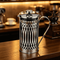 Cafetière à piston en verre borosilicate durable avec poignée et bouton, cafetière manuelle écologique