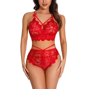 Le calze di pizzo a V profonde più vendute san valentino 2022 Set di un pezzo Set di biancheria intima da donna Sexy da donna Lingerie da donna