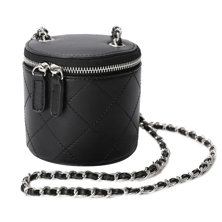 Mini Shoulder Purse Cylinder Crossbody Shoulder Bag with Chain Strap Leather for Women