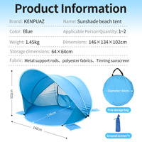 Kenpuaz tente de plage de parasol de camping à revêtement argenté tente pliable intérieure/extérieure populaire pour enfants installation rapide
