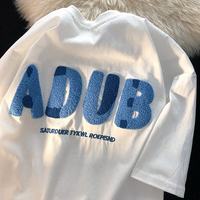 T-shirts unisexes de haute qualité à la conception de lettres 3D, amples et décontractés, en coton pour hommes et femmes, T-shirt brodé 3D pour homme