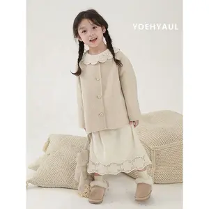 YOEHYAUL 100% 羊毛秋季新款女婴大衣长袖外套高品质批发儿童女童羊毛外套