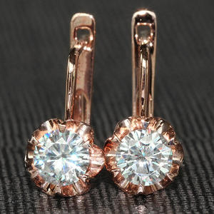 Pendientes de diamantes de oro rosa Larin E1756, corte brillante redondo, color G, joyería clásica de compromiso natural para mujer - Product Image 3