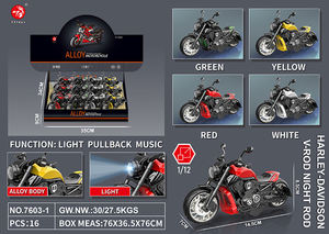 1:12 Premium Collector's Harley Wolveri Die-Cast Motorcycle Dynamic LED Lights Display/Gift Box Options-Material metálico - Product Image 3