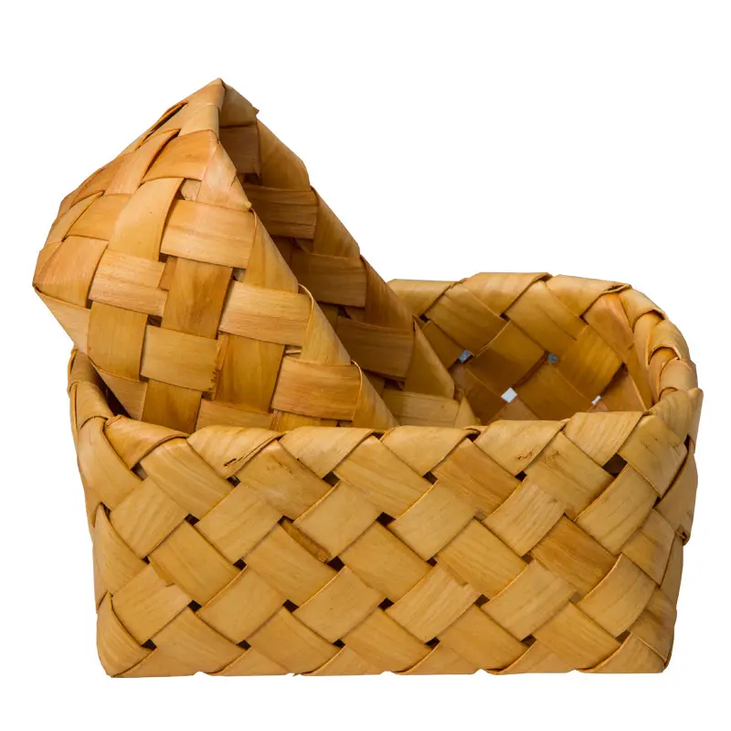 Cesta de bambu para pão de frutas, cesta criativa feita à mão para uso doméstico, cesta de piquenique e lanches, atacado