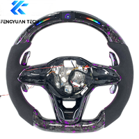Volant de voiture personnalisé en cuir LED et fibre de carbone forgée pour Volkswagen VW Mk 6 7 Volkswagen Golf Tiguan Passat CC