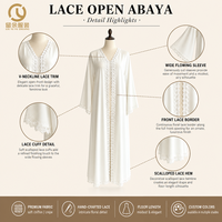dubaï turc islamique modeste personnalisé femmes robe musulmane Abaya caftan diamant cristal gland Satin ouvert Abaya ensemble